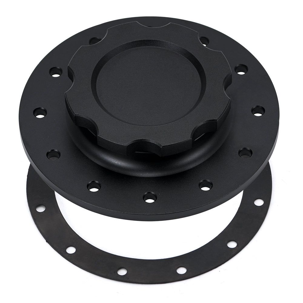 Billet Aluminum Fuel Cell Cap - Flush Mount 12 Bolt, 57mm Opening, Silver (Includes Hardware) - View #3