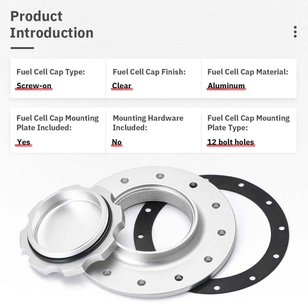 Fuel Cell Gas Cap With 12 Hole Cell Bung w/ Gasket