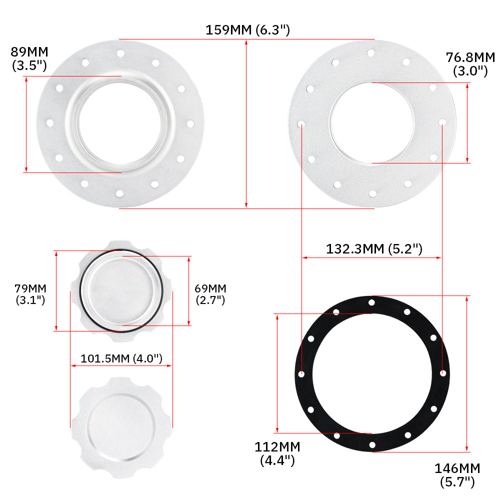 Fuel Cell Gas Cap With 12 Hole Cell Bung w/ Gasket