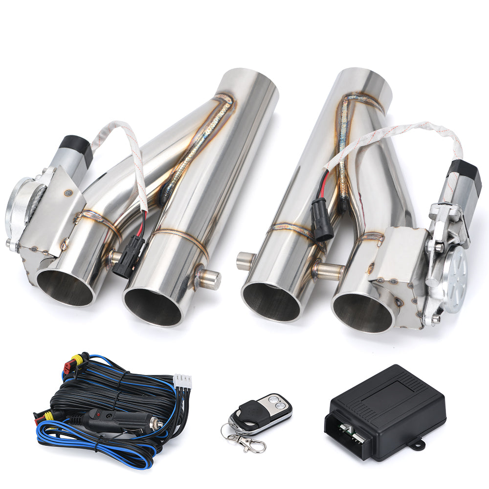 2in1 2.5" Electric Exhaust Downpipe E-Cutout Cut Out Dual Valve Remote Wireless