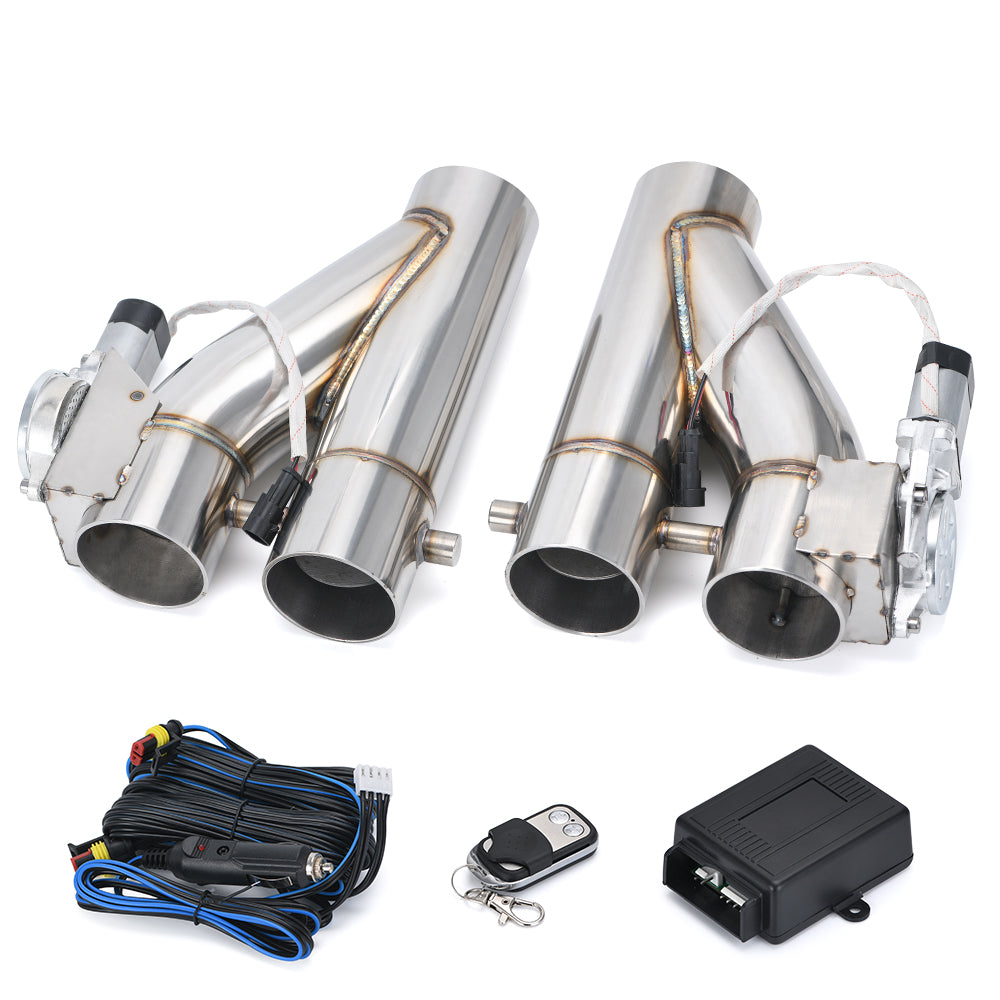 2in1 2.5" Electric Exhaust Downpipe E-Cutout Cut Out Dual Valve Remote Wireless