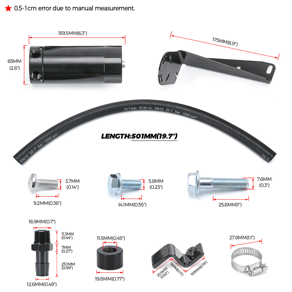 Baffled Oil Catch Can Kit For 19-on Dodge Ram 1500 5.7L Hemi V8  Oil Separator Tank Air intake system Automotive Reservoirs