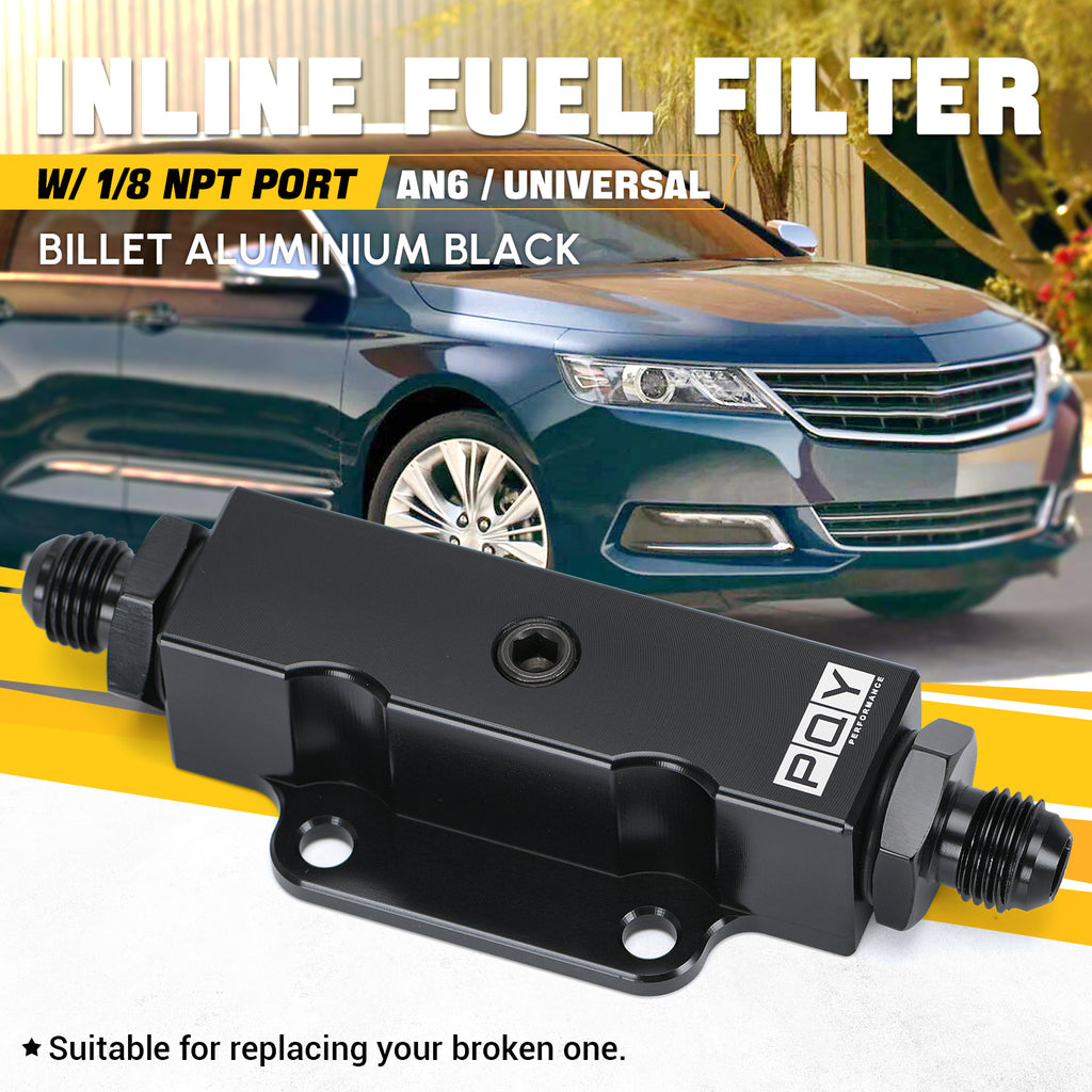 Universal AN6 Inline Fuel Filter w/ 1/8 NPT Port