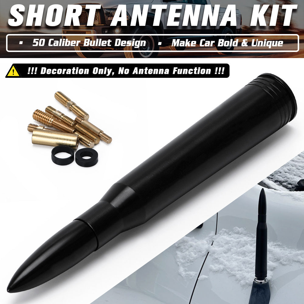 Bullet Ammo Aluminum Short Antenna Black Kit