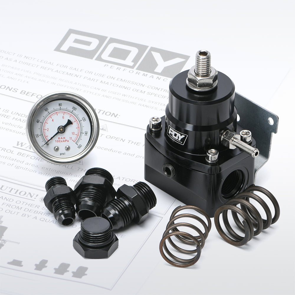 Fuel Pressure Regulator AN8 Feed & AN6 Return Line + 0-160PSI Gauge Set +3-20 20-45 45-70 Pressure Springs