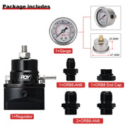 Fuel Pressure Regulator AN8 Feed and AN6 Return Line + 0-160PSI Gauge Set Dark Black - view 6