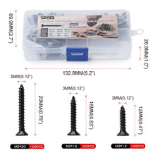 Load image into Gallery viewer, 1000+Piece Black Carbon Steel Self-Tapping Wood Screw Assortment Kit