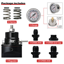 Load image into Gallery viewer, Fuel Pressure Regulator AN8 Feed &amp; AN6 Return Line + 0-160PSI Gauge Set +3-20 20-45 45-70 Pressure Springs