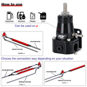 Fuel Pressure Regulator with Gauge AN6 Feed and AN6 Return Line Black - view 3