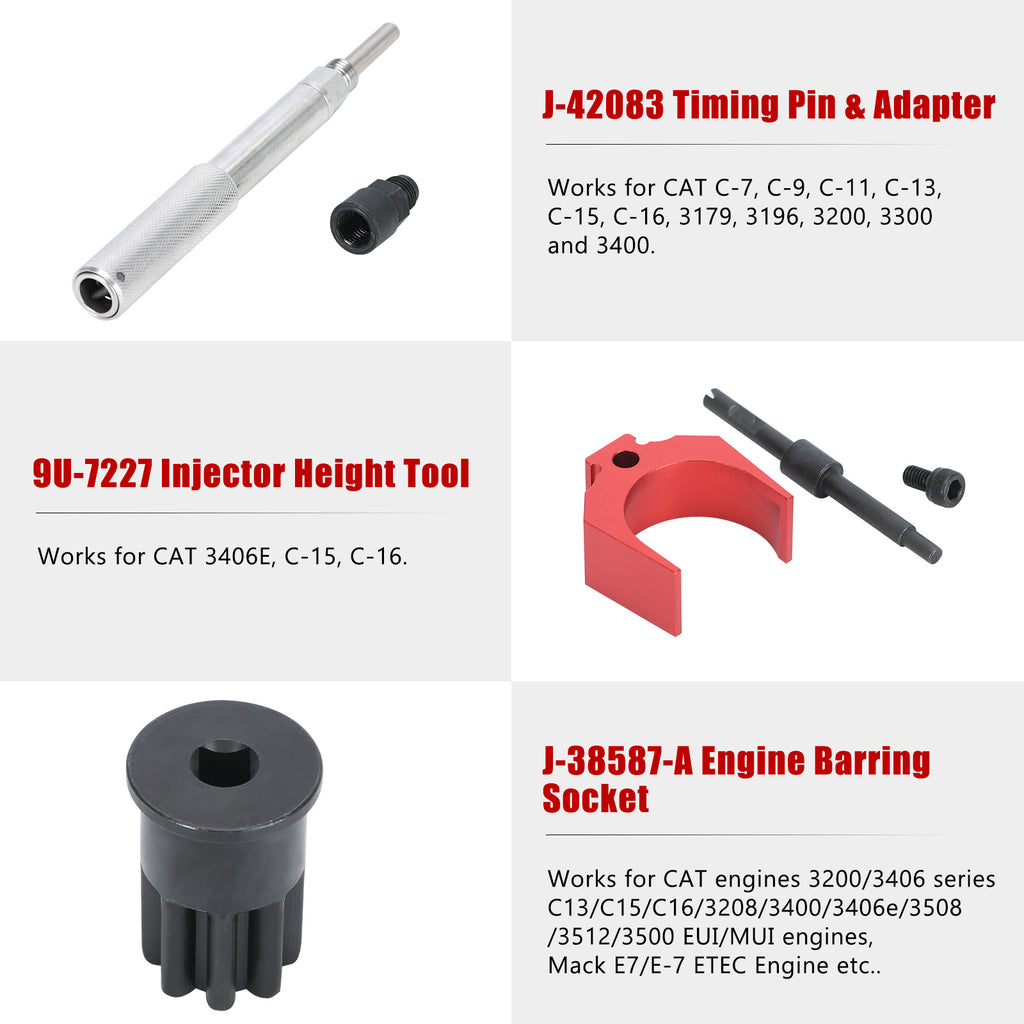 Timing Pin & Injector Height Adjustment Tool & Engine Barring Socket for CAT 3406E, C-15, C-16