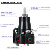 Fuel Pressure Regulator with Gauge AN6 Feed and AN6 Return Line Black - view 4