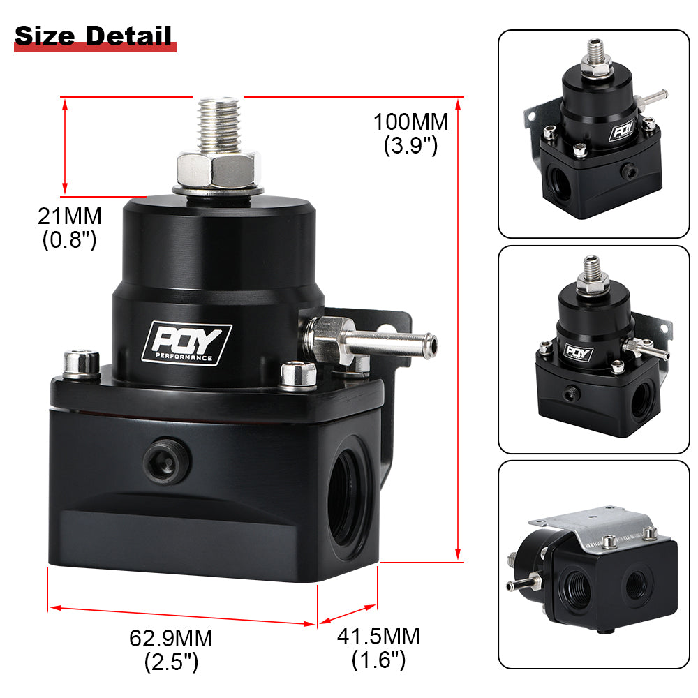 Fuel Pressure Regulator AN8 Feed & AN6 Return Line + 0-160PSI Gauge Set +3-20 20-45 45-70 Pressure Springs