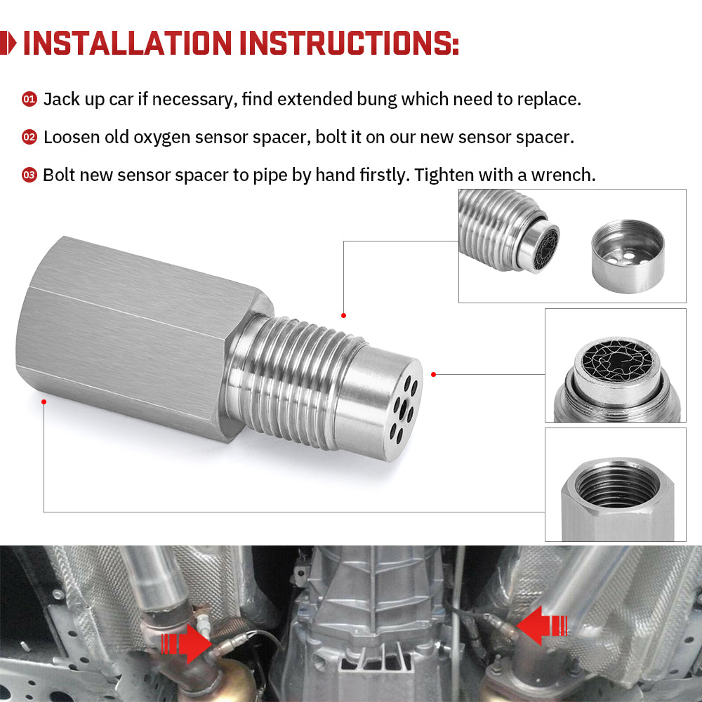 2 pack O2 Oxygen Sensor CEL Eliminator Extender Spacer Bung Catalytic ...