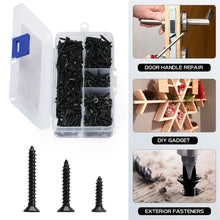 Load image into Gallery viewer, 1000+Piece Black Carbon Steel Self-Tapping Wood Screw Assortment Kit