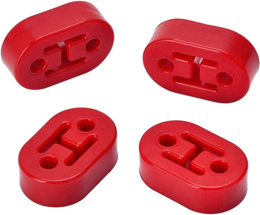 Universal 4-Piece PolyUrethane Exhaust/Muffler Rubber Short Hanger Insulator Bracket Bushing Mount 10mm Red
