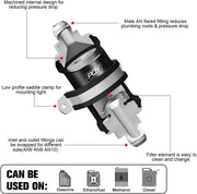 AN8 Inline Fuel Filter E85 Ethanol With 100 Micron Stainless steel element - view 5