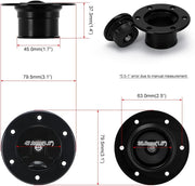 Billet Aluminum Aircraft Style Fuel Cell Gas Cap With 6 Hole Anodized Non-vented Black - view 5