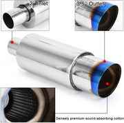 Stainless Steel 2-Inch Inlet 3.5-Inch Outlet Burnt Tip Exhaust Muffler Universal 14.1-Inch Length - view 5