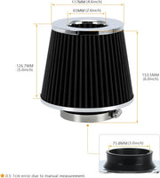 PTNHZ Universal Black 3-Inch 76mm High Flow Cold Air Intake - view 6