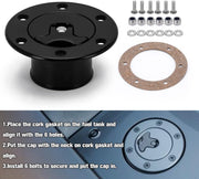 Billet Aluminum Aircraft Style Fuel Cell Gas Cap With 6 Hole Anodized Non-vented Black - view 6