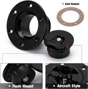 Billet Aluminum Aircraft Style Fuel Cell Gas Cap With 6 Hole Anodized Non-vented Black - view 4