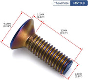 6-Piece Steering Wheel Screw Bolts Taper M5 0.8 Length 15mm - view 3