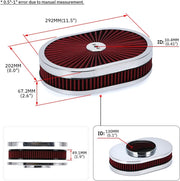 12-Inchx2-Inch Oval Air Cleaner Filter Assembly 5-1/8-Inch Carb Neck withFlow-Thru for GMC Chevy Ford - view 5