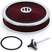 14-Inchx3-Inch Round Air Cleaner Filter Assembly withFlow-Thru Lid Caburetor High for Chevrolet GMC Ford - view 3