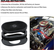 12-Inchx2-Inch Oval Air Cleaner Filter Assembly 5-1/8-Inch Carb Neck withFlow-Thru for GMC Chevy Ford - view 6