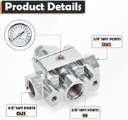 12-804 Adjustable Fuel Pressure Regulator with Gauge 1-4 PSI for Holley and Edelbrock Carburetors - view 4