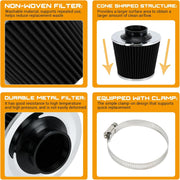 PTNHZ Universal Balck 2.5-Inch 63mm High Flow Cold Air Intake - view 4