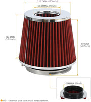 Universal Red 4-Inch 102mm High Flow Cold Air Intake Cone - view 5
