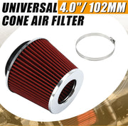 Universal Red 4-Inch 102mm High Flow Cold Air Intake Cone - view 3