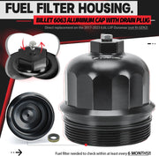 Billet Aluminum Cap withDrain Plug Fuel Filter Housing 6.6L for GM Duramax 6.6L V8 - view 3