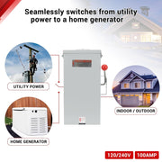 100A Manual Transfer Switch for Generator 24000W General-Duty Double-Throw Safety Switch 120/240-Volt Transfer Switches - view 5
