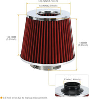 PTNHZ Universal Red 2.5-Inch 63mm High Flow Cold Air Intake - view 5
