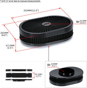 12-Inchx2-Inch Oval Air Cleaner Filter Assembly 5-1/8-Inch Carb Neck withFlow-Thru for GMC Chevy Ford - view 5