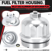 Billet Aluminum Cap withDrain Plug Fuel Filter Housing 6.6L for GM Duramax 6.6L V8 - view 3