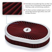 12-Inchx2-Inch Oval Air Cleaner Filter Assembly 5-1/8-Inch Carb Neck withFlow-Thru for GMC Chevy Ford - view 4