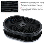 12-Inchx2-Inch Oval Air Cleaner Filter Assembly 5-1/8-Inch Carb Neck withFlow-Thru for GMC Chevy Ford - view 4