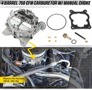 4 Barrel 750 CFM Carburetor Manual Choke for Rochester Quadrajet Carburetor Chevy 350 454 - view 4