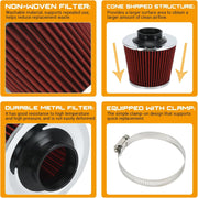 PTNHZ Universal Red 2.5-Inch 63mm High Flow Cold Air Intake - view 4