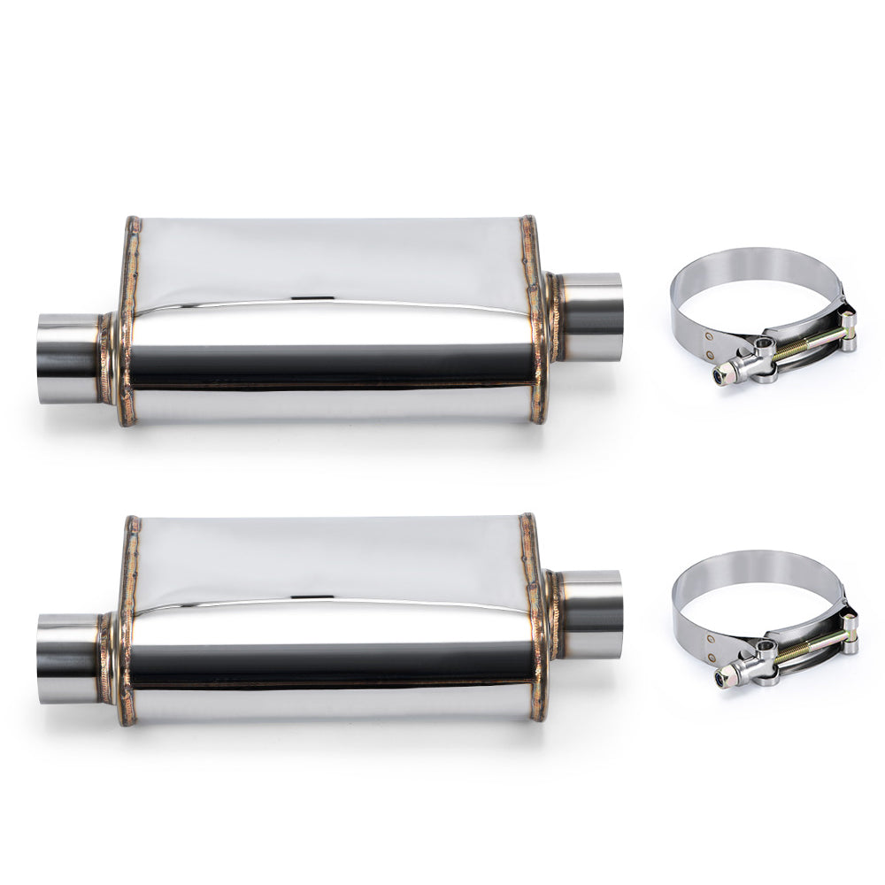 2.5" 3.0" Air Inlet Outlet Double Exports Set of 2 Exhaust Mufflers w/ Clamps