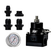 Fuel Pressure Regulator AN8 Feed and AN6 Return Line + 0-160PSI Gauge Set Dark Black - product view