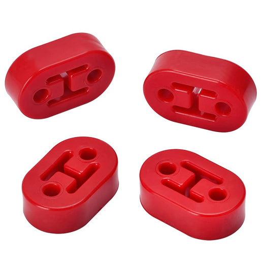 Universal 4-Piece PolyUrethane Exhaust/Muffler Rubber Short Hanger Insulator Bracket Bushing Mount 10mm Red