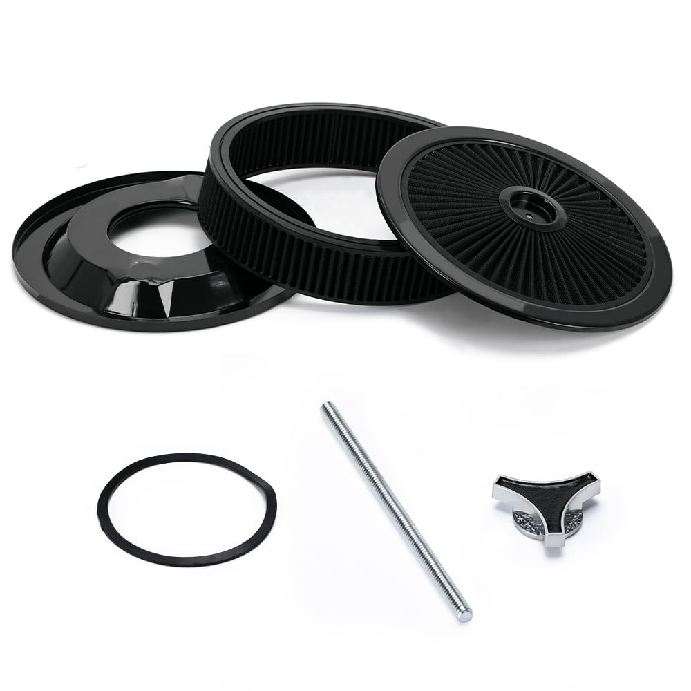 14-Inchx3-Inch Round Air Cleaner Filter Assembly withFlow-Thru Lid Caburetor High for Chevrolet GMC Ford - product view