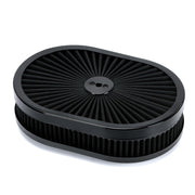 12-Inchx2-Inch Oval Air Cleaner Filter Assembly 5-1/8-Inch Carb Neck withFlow-Thru for GMC Chevy Ford - product view