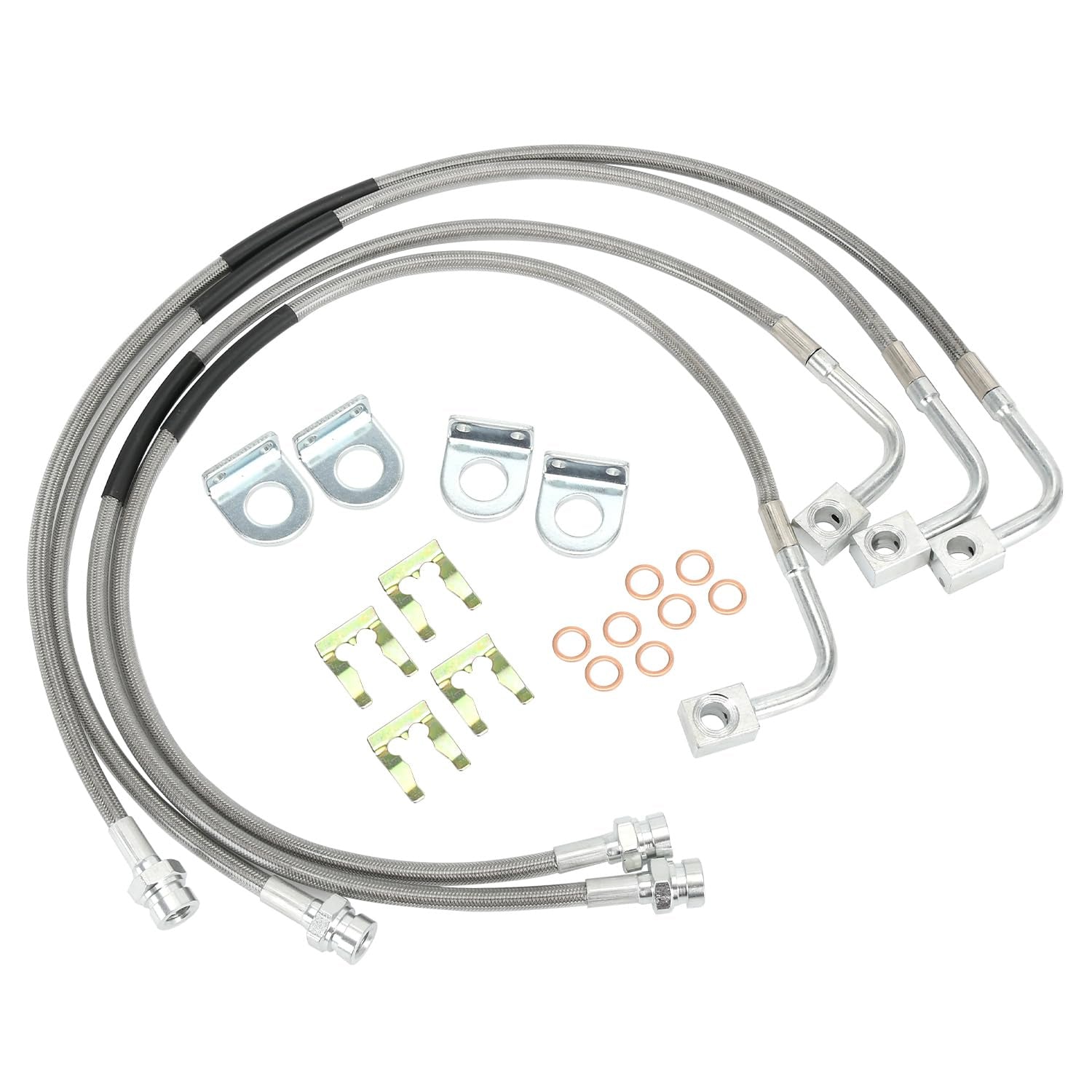 89716 Stainless Brake Lines Front and Rear Extended Brake Lines for Jeep Wrangler JK - product view