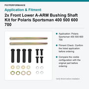 2x Front Lower A-ARM Bushing Shaft Kit for Polaris Sportsman 400 500 600 700 - view 3