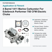 4 Barrel 1411 Marine Carburetor For Edelbrock Performer 750 CFM Electric Choke - view 3